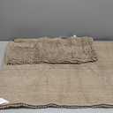 H.VERSAILTEX 2 Piece Bathroom Set - Super Absorbent Chenille Striped Bath Mats, Non Skid, Machine Washable (Taupe Brown, 47 x 17 Plus 17 x 24 - Inches)