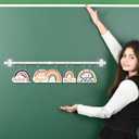 Flip Calendar Bulletin Board Set with Holder Includes 54 Date Cards Back to School Calendar Bulletin Board for Classroom Home Wall Chalkboard Decor(Rainbow)