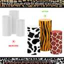 SaitiMade Set of 3 Jungle Safari Theme Cylinder Pedestal Stand Covers, 3pcs Spandex Jungle Zoo Animals Cylinder Stand Covers for Party, Wedding or Birthday Event Decor (Only Contains Cylinder Covers)