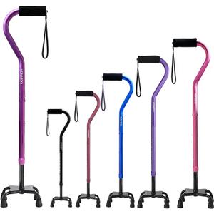 Quad Walking Cane Foldable Adjustable Portable Stick Men & Women and Seniors - Lightweight & Sturdy with 4-Pronged Base for Extra Stability Balance,Self Standing Gifts for mom Dad (Purple)