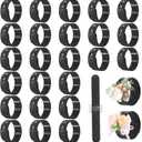 24 Pcs Corsage Wristlet Bands, Floral Wrist Corsage Wedding Bracelets, DIY Wrist Corsages Accessories for Wedding Prom Ceremony Anniversary Bridal Shower Beach Party (Black)