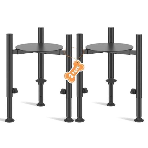 2 Pack Adjustable Dog Bowls Elevated Stand, 4 Heights, Wide 6-10",Oppro Metal Raised Tall Single Food Bowl Holder, Sturdy Lifted Water Feeder with Tray for Medium Large Small Breed,H:8”/10”/12”/13.8”