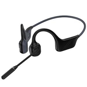 Bone Conduction Headphones with Mic, Bluetooth 5.4, Open-Ear Headphones with Noise-Canceling Rotated Boom Microphone, Wireless Headset Sweatproof Earphones for Working, Running, Driving