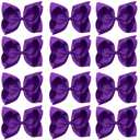 Oaoleer Big Hair Bows for Girls 12 PCS 6" Purple Grosgrain Ribbon Large Boutique Bow Alligator Clips Hair Accessories for Toddlers Little Girls Kids