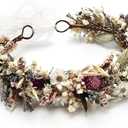 Rustic Preserved Dried Flower Crown Natural Floral Headband with Daisy Cream Mixed Flowers for Women Maternity Brides Bridesmaids Flower Girls Family Photography