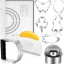 Stainless Steel Pastry Cutter, Biscuit Dough Cutter and Dough Blender Set, Silicone Baking Pastry Mat, Dough Scraper, Cookie Cutters& Pastry Utensils 