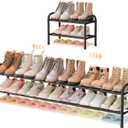 ENJOYBASICS 2 Tier Expandable Shoe Rack for Closet, Free Standing Metal Shoe Shelf Storage Organizer Holder 12 Pairs, Adjustable Width Shoe Rack for Entryway Small Space, Black