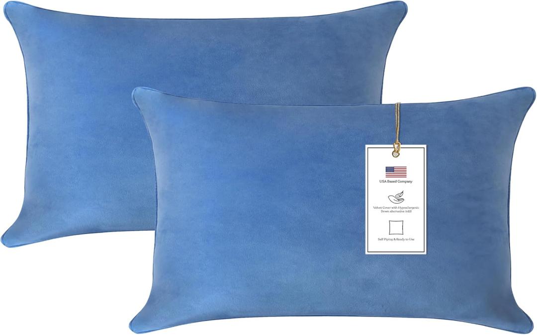 A1 Home Collections Down Alternative Throw Insert, Ready to Use Pillow Pack of 2, 12"x20", Prussian Blue 2 Count