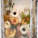GraduationMall 16x20 Wood Shadow Box Frame Glass Door Display Case with Linen Back and 6 Stick Pins,1.5 inches Interior Depth,Ideal for Memorabilia Pictures Flowers Medals Tickets Rustic White