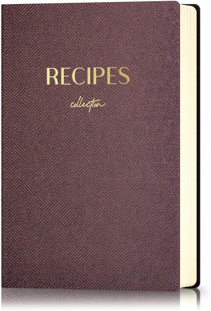hi!SCI Blank Recipe Book to Write in Your Own Recipes, Large Recipe Notebook with 192 Pages, 7" x 10" Hardcover Recipe Journal for Family Cooking Lover (Wine)