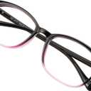 VisionGlobal Blue Light Blocking Glasses for Women/Men, Anti Eyestrain, Computer Reading, TV Glasses, Stylish Square Frame, Anti Glare(Black Purple,+0.75 Magnification)