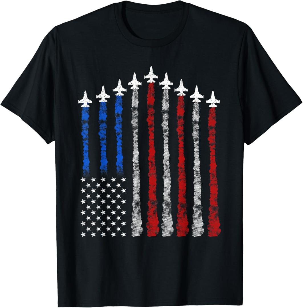 Fighter Jet Airplane USA Flag 4th Of July Patriotic Women Kids Men T-Shirt, S Fighter Jet Airplane USA Flag 4th Of July Patriotic Women Kids Men T-Shirt, S