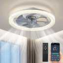 Ceiling Fans with Lights, 16'' Socket Fan Light Dimmable Flush Mount Ceiling Fans with Lights and Remote,Modern Color Temperature Change Ceiling Fan for Bedroom, Home