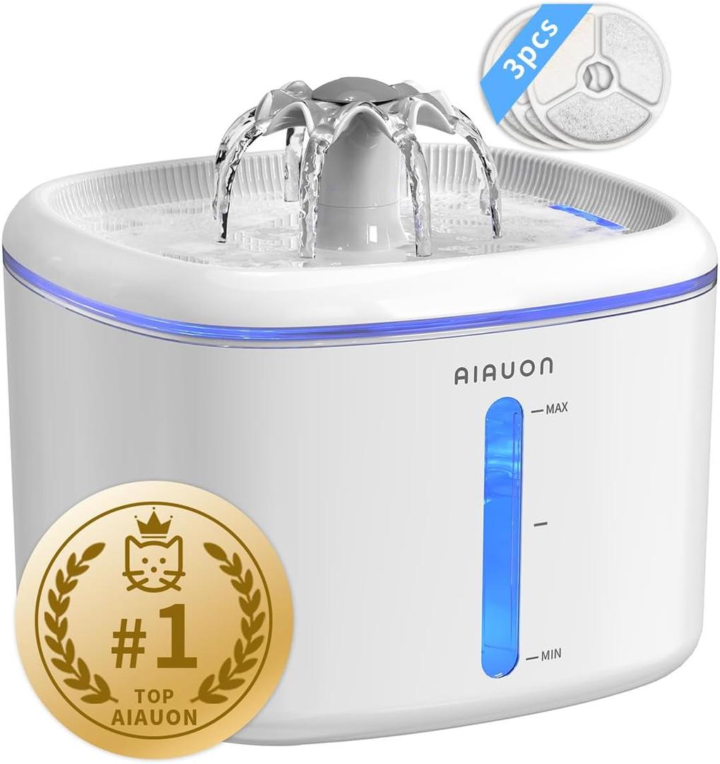 Cat Water Fountain,84oz/2.5L Pet Cat Fountain – Ultra Quiet Upgraded Automatic Pet Water Dispenser with 3 Replaceable Filters, Indoor Cat & Dog Drinking Bowl