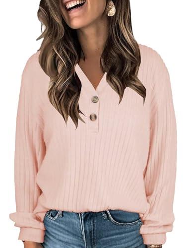 COZYMY Long Sleeve Winter Pullover Holiday Sweaters for Women Dressy Casual Trendy Fall Tunic Tops Pink, Size: Medium 