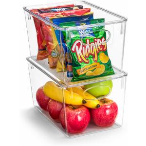 Sorbus Large Plastic Storage Bins with Lids - for Kitchen Organization, Pantry Organizers and Storage, Fridge Organizer, Cabinet Organizer, Refrigerator Organizer Bins - Clear Storage Bins (2 pack)