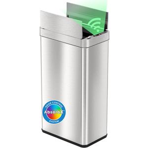 iTouchless, 68 Liter Wings-Open Sensor Trash Can with AbsorbX Odor Filter & Pet-Proof Lid, Stainless Steel, 18 Gallon