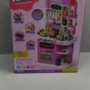 96PCS Kids Play Kitchen with Sound & Light, Cooking Stove with Steam, Play Food Toy Set for Boys and Girls (Pink)