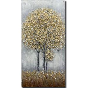 Yotree Paintings, 24x48 Inch Paintings Oil Hand Painting Blue-gray Tree Painting 3D Hand-Painted On Canvas Abstract Artwork Art Wood Inside Framed Hanging Wall Decoration Abstract Painting