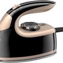 MIYOKO Mini Steam Iron for Clothes, 1000W Portable Small Iron, with Non-Stick Soleplate, 25G/Min High Speed Steams, 90ML Water Tank, 110-120V for Home Travel Sewing and Quilting, Black & Gold