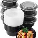 32 oz 50 ct Round Meal Prep Containers with Lids Plastic Food Storage Lunch Plan To Go Box Disposable Take Out Bowls BPA Free Durable Stackable Microwave Freezer Safe (Formerly FULING)