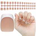 JODSONE French Tip Press On Nails - 15 Sizes Nude Short Round French Tips,Soft Gel Nail Tips False Nails Extensions Nail Art DIY(150Pcs)