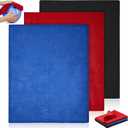 Patelai 3 Pcs Bowling Ball Cleaner Pad Shammy Bowling Ball Towel Rag Accessories for Cleaning Restore Grip Extend Life, Washable Fast Drying for Accessories (12 x 10 Inches, Royal Blue Red and Black)