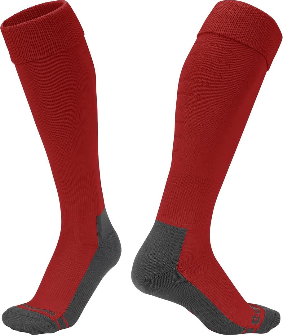 CHAMPRO mens Player Soccer Socks (Large, Scarlet)