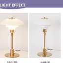 Meefad Mid-Century Modern Glass Table Lamp Layered Modern Bedside Lamp Decorative Glass Desk Lamp Aesthetic Decor for Living Room Bedroom Stylish Nightstand lamp White Finish