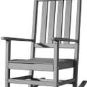 Outdoor Rocking Chair, All-Weather Resistant Poly Lumber Rocker Chair Outdoor, High Back Plastic Patio Rocking Chairs for Outside Porch Rocker Garden Lawn, Slate Grey (1 Pack)