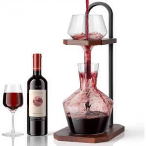 Wine Decanter, High-Efficiency Wine Decanter, Borosilicate Glass Decanter and Funnel, with Solid Wood Base & Stainless Steel Stand, for Home, Bar, Restaurant, Ideal Gift for Wine Lovers