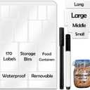 JIEHENG 170Pcs Clear Removable Labels for Jars,for Storage Bins,for Food Containers with 2 Liquid Chalk Marker(Transparent)