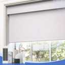 Motorized Blinds with Remote, 100% Blackout Smart Roller Shades, Rechargeable Smart Blinds【Solar Panel Included】 Wireless Electric Cordless Shades with Cover Compatible with Alexa White 34¼*72