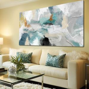 SOUGUAN Large Wall Art Green Picture Abstract Wall Decor Living Room Artwork for Wall Canvas Wall Art Teal Wall Decorations Paintings for Home Office Bedroom (24"x48")