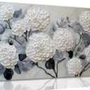 Trogonup White Floral Canvas Wall Art for Bedroom Large Botanical Landscape Modern Artwork for Living Room Kitchen Office Canvas Prints 20x40 Inch