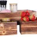 PHOENANCEE Wooden Crate Stackable Decorative Wood Crates set of 3 for Storage Display Rustic Nesting Box Basket Home Decoration Boxes Container Bin with Handles Farmhouse Decor,Solid Pine,Size: 3Pack(L+2S)