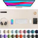 Aothia Large PU Leather Desk Pad Protector  Non-Slip Mouse Pad & Writing Mat for Office/Home, Waterproof, Easy to Clean (36" x 17", Eggshell)