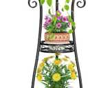LASZOLA 3-Tier Black Metal Plant Stand for Multiple Large Planters, Indoor Outdoor Organizer, Heavy Duty Tall Flower Holder for Corner, Patio, Bathroom, Office