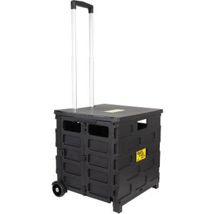 dbest products Quik Cart Pro Wheeled Rolling Crate Teacher Utility with seat Heavy Duty Collapsible Basket with Handle, Black dbest products Quik Cart Pro Wheeled Rolling Crate Teacher Utility with seat Heavy Duty Collapsible Basket with Handle, Black