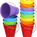 Sadnyy 12 Pack Metal Buckets with Handle, Galvanized 4.5 x 5 Inch Basket Party Supplies, Crafts for Christmas Halloween Candy Bars Vase Crafts(Rainbow Color)