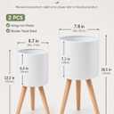 2 Pack Plant Stand, Metal Planter Holder with Wooden Legs, White