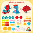 3-in-1 Color Dough Kitchen Creations Set for Kids Aged 3-8, 24 Colors Dough Playset with Ice Cream/Noodle/Hamburger Makers, Food Modeling Art Crafts Pretend Play Toys for Boys Girls