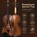 Vangoa 4/4 Solid Wood Acoustic Violin Full Size Fiddle Set for Beginner Adult Student Teen Kids with Violin Case, Bow, Rosin, Shoulder Rest, Tuner, Strings, Natural