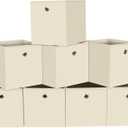 Black Fabric Storage Bins,Fabric Baskets For Organizing Shelves,11 Inch Foldable Cube Storage Bins With Handles For Home, Toys, Clothes, Bathroom, Closet Organizer,Set of 8,(Creamy-White)