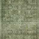 Morebes Boho Green Rugs for Living Room 8x10, Floral Washable Rugs for Bedroom Dining Room Non Slip, Large Soft Low Pile Indoor Floor Carpet for Farmhouse Office