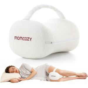 Momcozy Knee Pillow for Side Sleepers, Soft Memory Foam & Pinch-Free Design, Relieve Knee, Leg and Sciatica Pain, Adjustable Elastic Strap Ideal for Pregnant Women and Seniors, White