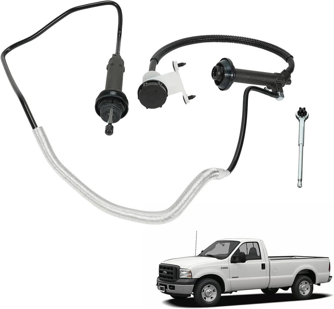Clutch Master&Slave Cylinder Assembly Compatible with Ford F-250 Super Duty/F-350 Super Duty/F-450 Super Duty/F-550 Super Duty 7.3L V8, 6.0L V8 DIESEL 1999-2007#Replace CC649021 136.65620