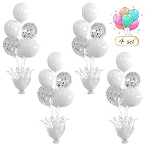 4 Set White Table Balloons Centerpiece with White and Confetti Balloons Stand Kit for Birthday Party Baby Shower Wedding Bridal Shower Prom Cake Table Decorations 4 Set White Table Balloons Centerpiece with White and Confetti Balloons Stand Kit for Birthday Party Baby Shower Wedding Bridal Shower Prom Cake Table Decorations