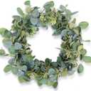 Eucalyptus Wreaths for Front Door 20", Handmade Green Leaves Wreath for Summer, Spring and All Seasons, Greenery Floral Wreath for Wall and Outside