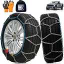 Heavy Duty AutoFixing Snow Chains Tire Chains for Light Truck, SUV & Pickup, Self-Tightening Design for Easy Installation, Titanium Alloy for Superior Durability,Set of 2(HRV-245,Auto-Trac)